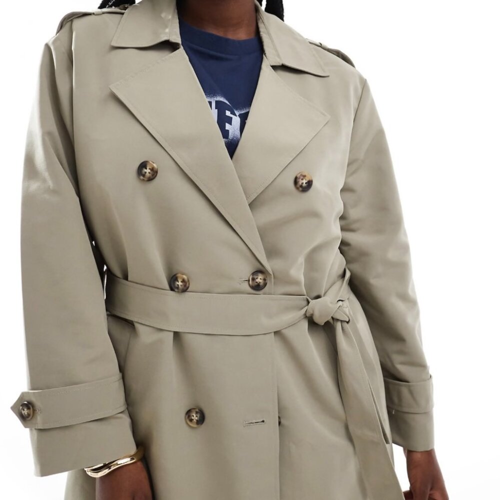 Vero Moda Curve Khaki Trench Coat Size 14
